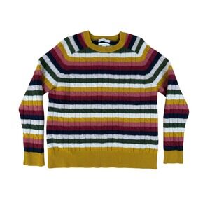 1901 XL Sweater Striped Preppy 100% Cashmere Cable Knit Crewneck
